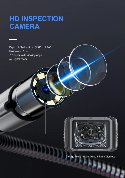 XTOOL XV200 8.5mm HD Endoscope Camera Micro 8 LED Car Endoscope Inspection Borescope upgraded of XV100 Work with D7S, D7W, D8, D8S, D8W, D9s, D9S PRO